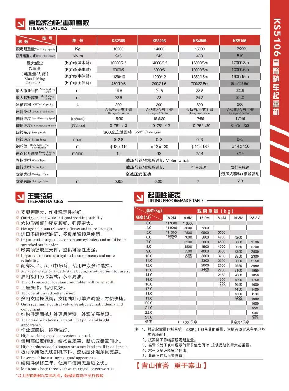 KS5106 直臂式随车起重机